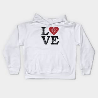 Valentines Day LOVE with heart Kids Hoodie